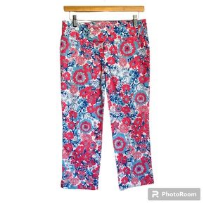 Lily Pulitzer Palm Beach Fit Pink & Blue Floral Crop Pants Womens Size 2